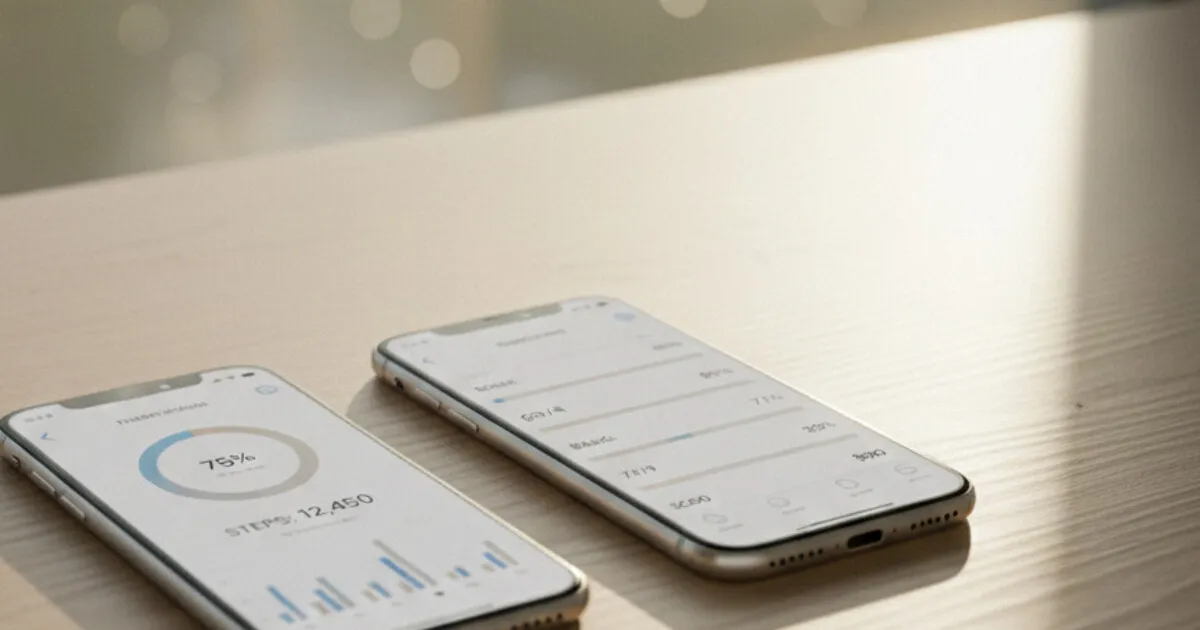 Two smartphones displaying different sobriety app interfaces side by side on a light wood desk